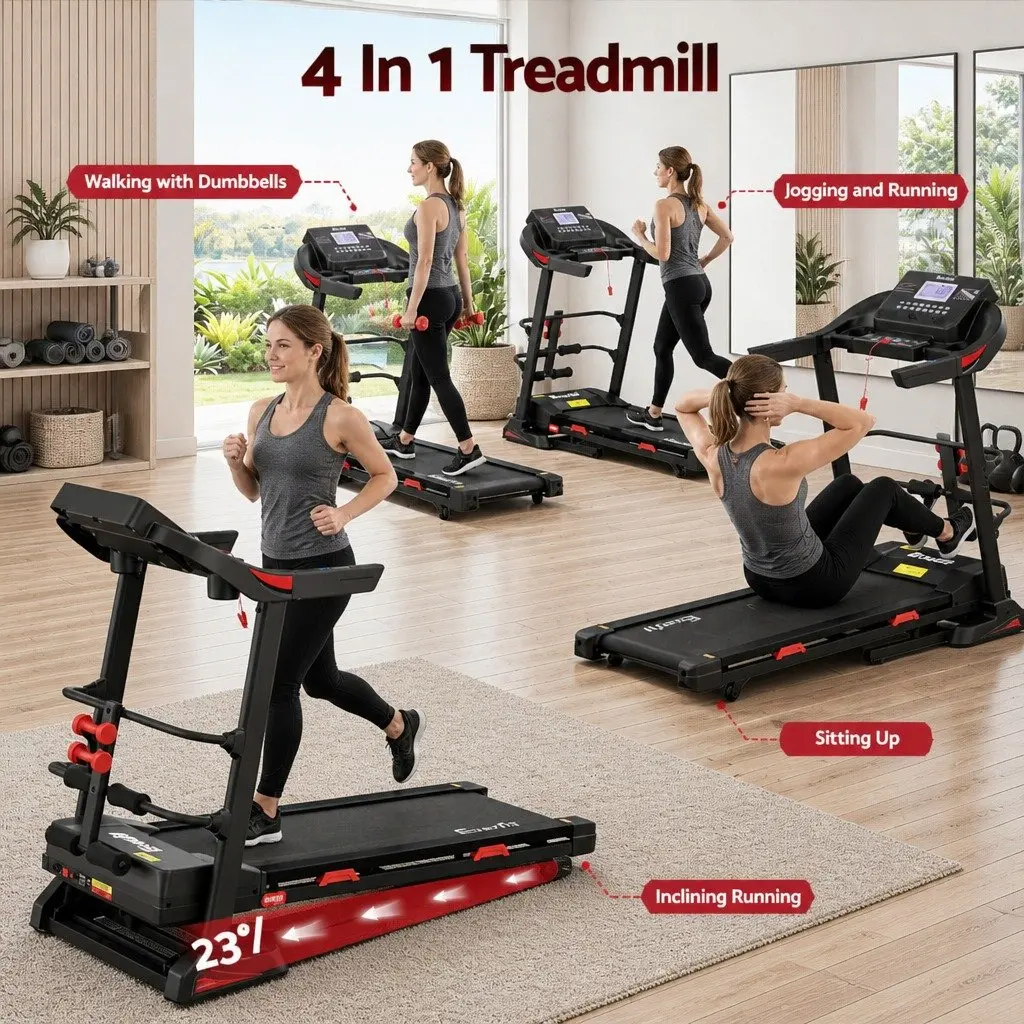 Electric Treadmill Composite Steel 164cm x 75cm x 130cm Black