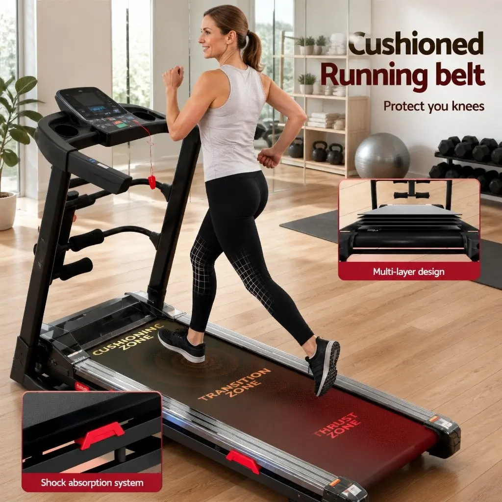 Electric Treadmill Composite Steel 164cm x 75cm x 130cm Black