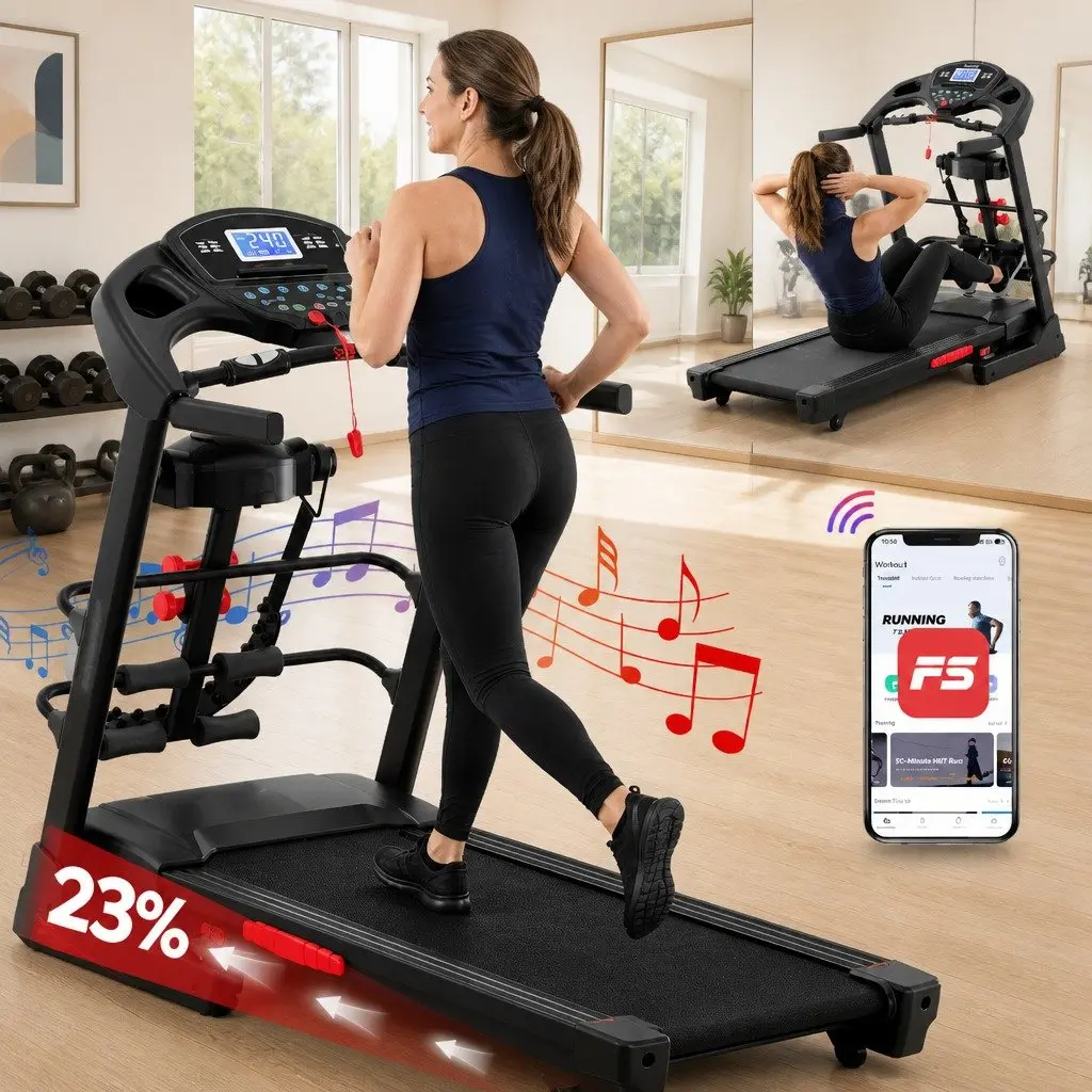 Foldable Electric Treadmill with Massager Belt