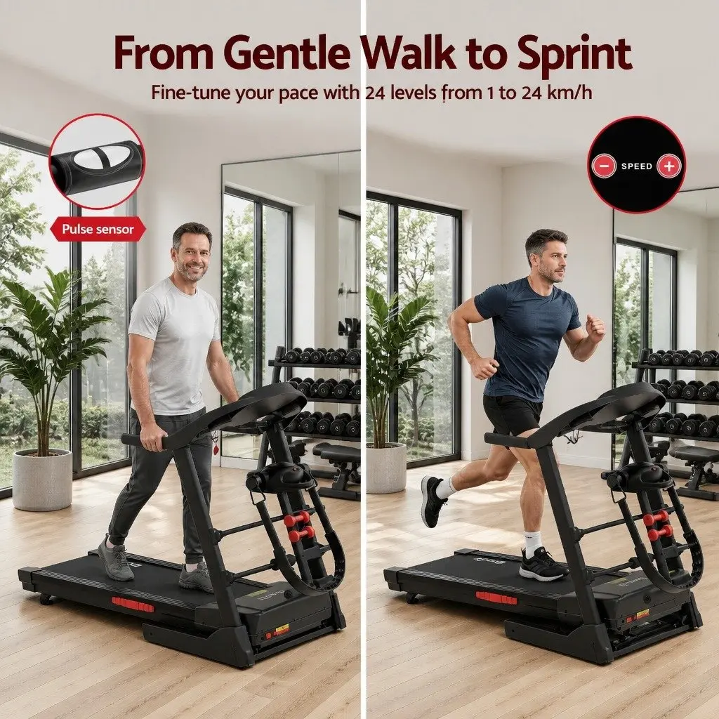 Foldable Electric Treadmill with Massager Belt