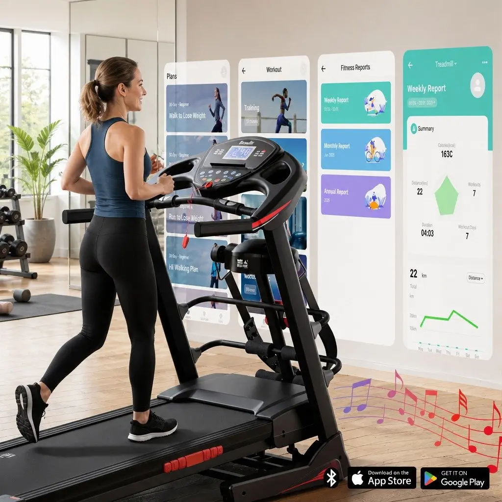 Foldable Electric Treadmill with Massager Belt