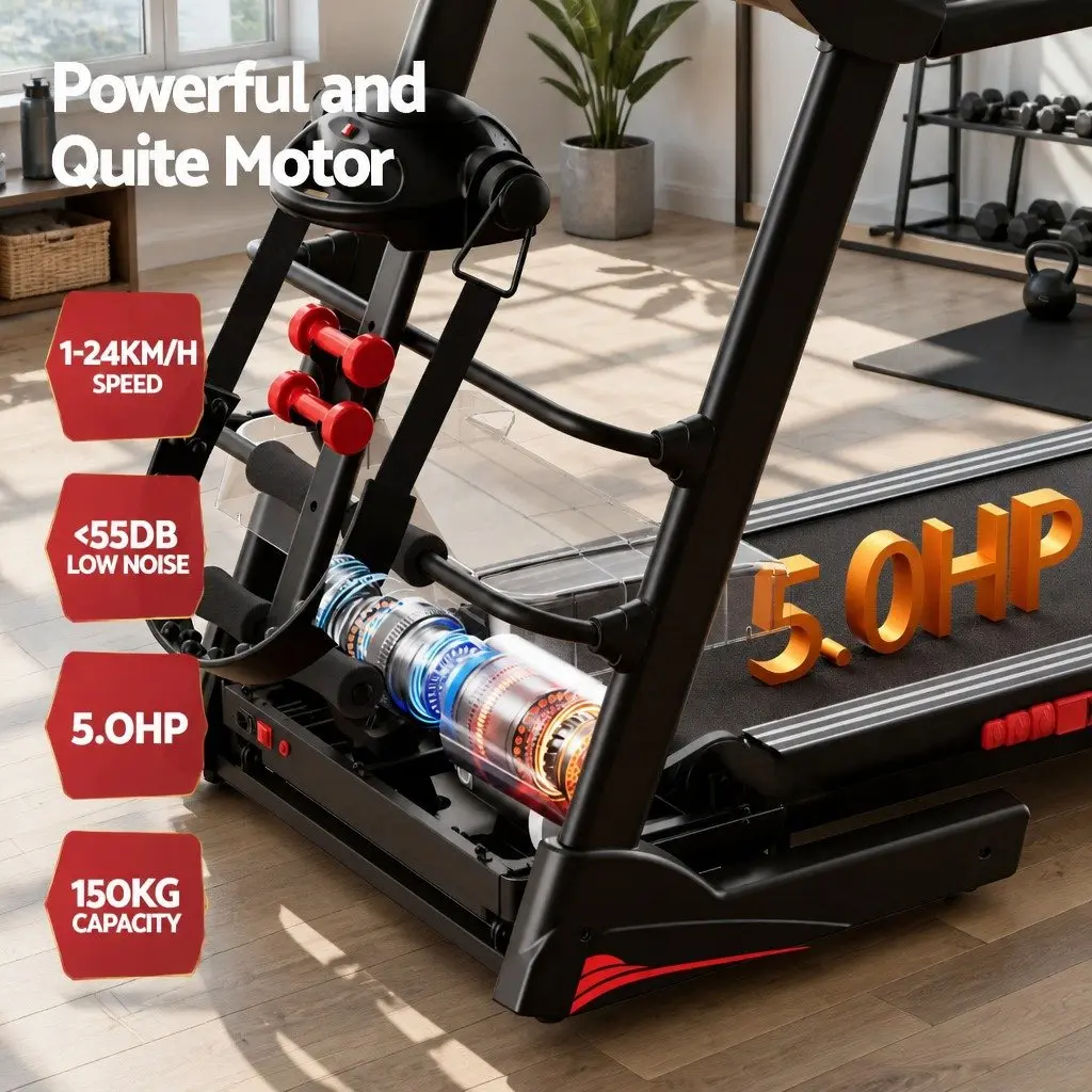 Foldable Electric Treadmill with Massager Belt