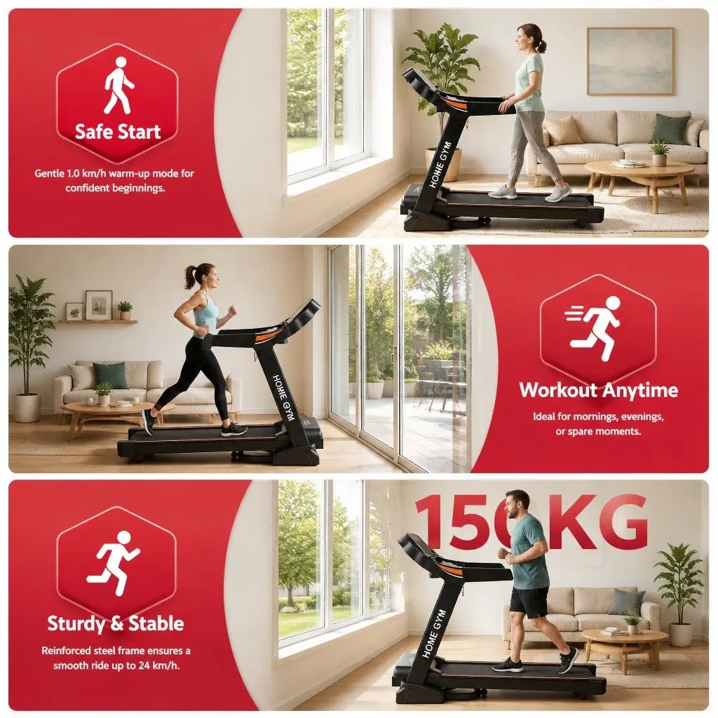 Electric Treadmill with Auto Incline and 12 Programs