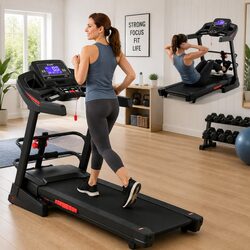 High-Quality Electric Treadmill with Sit Up Bar Black