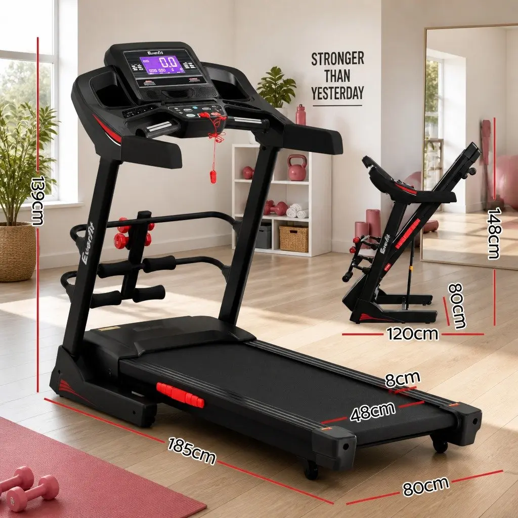 Electric Treadmill with Sit Up Bar Black
