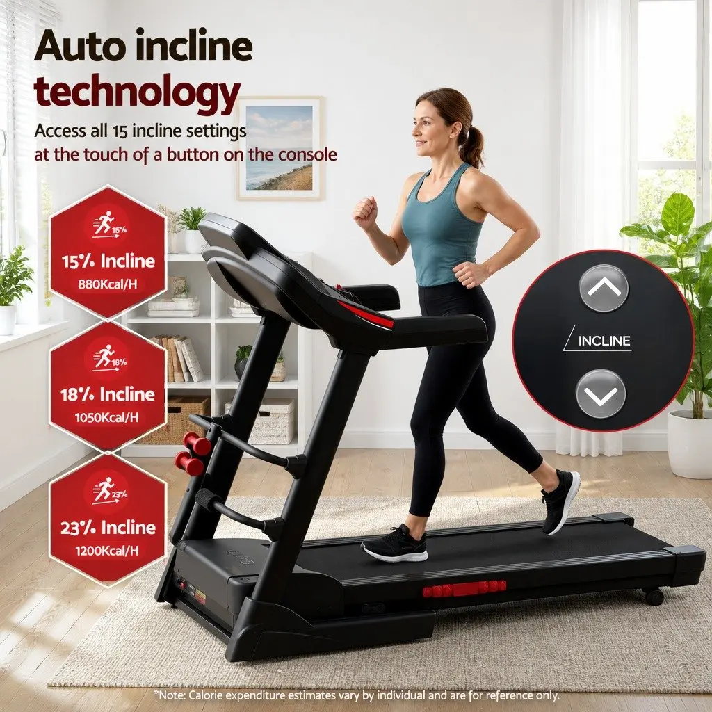 Electric Treadmill with Sit Up Bar Black