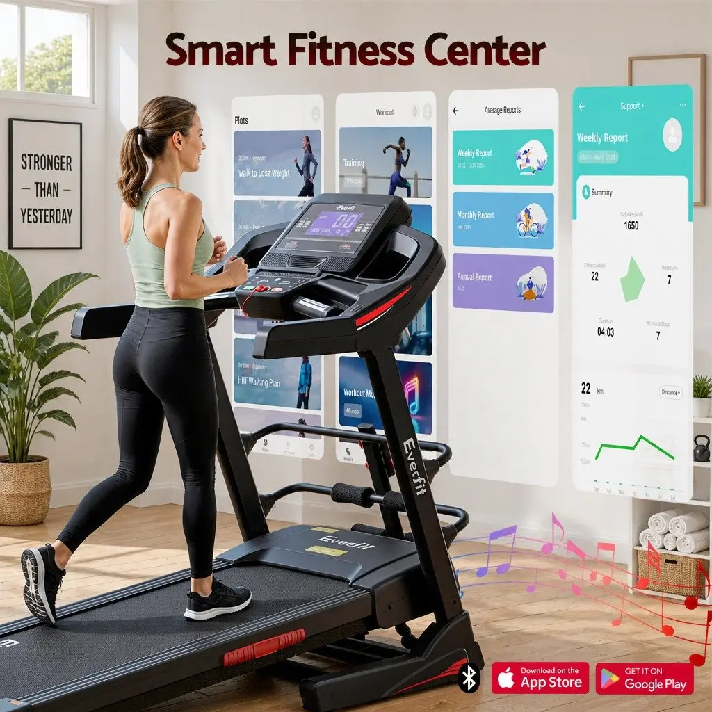 Electric Treadmill with Sit Up Bar Black