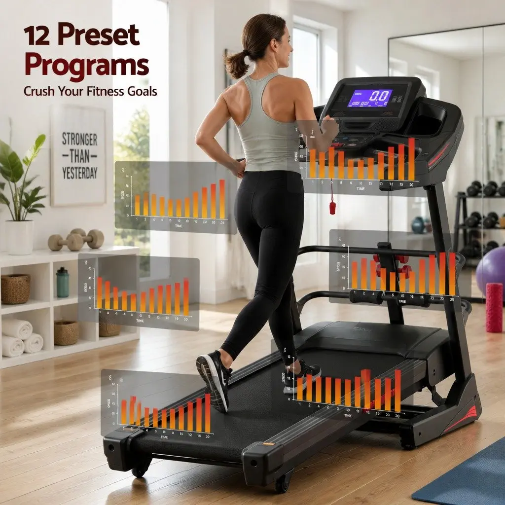 Electric Treadmill with Sit Up Bar Black