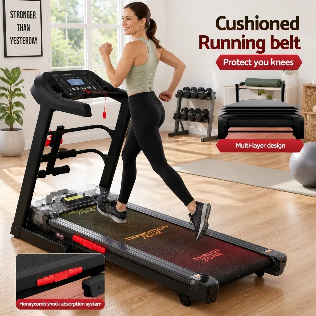 Electric Treadmill with Sit Up Bar Black