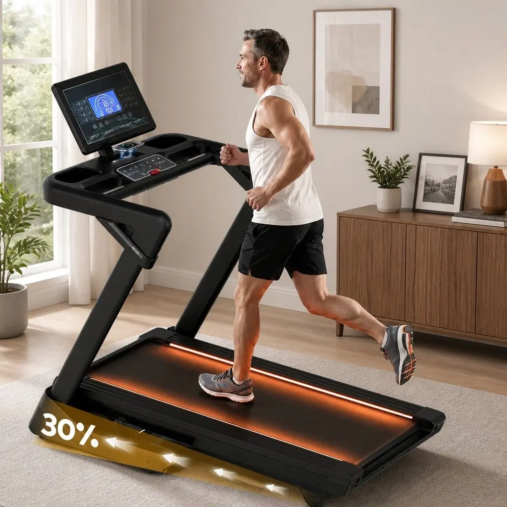 Foldable Treadmill with Auto Incline and Wide Belt