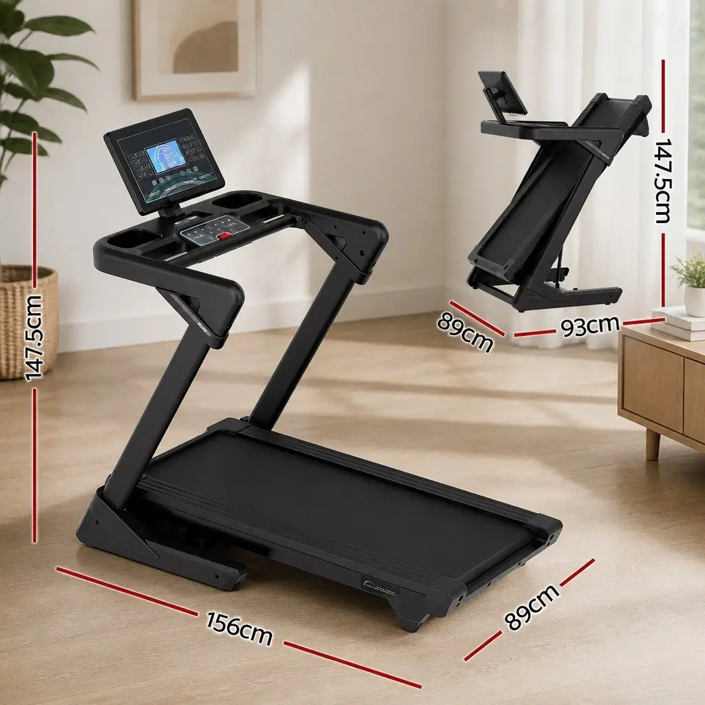 Foldable Treadmill Electric Machine 500mm Wide Belt Auto Incline Home Gym Black