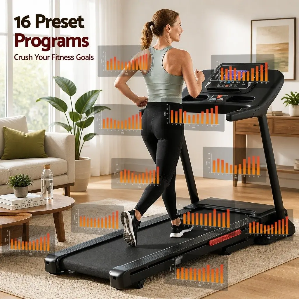 Auto Incline Electric Treadmill with 16 Programs
