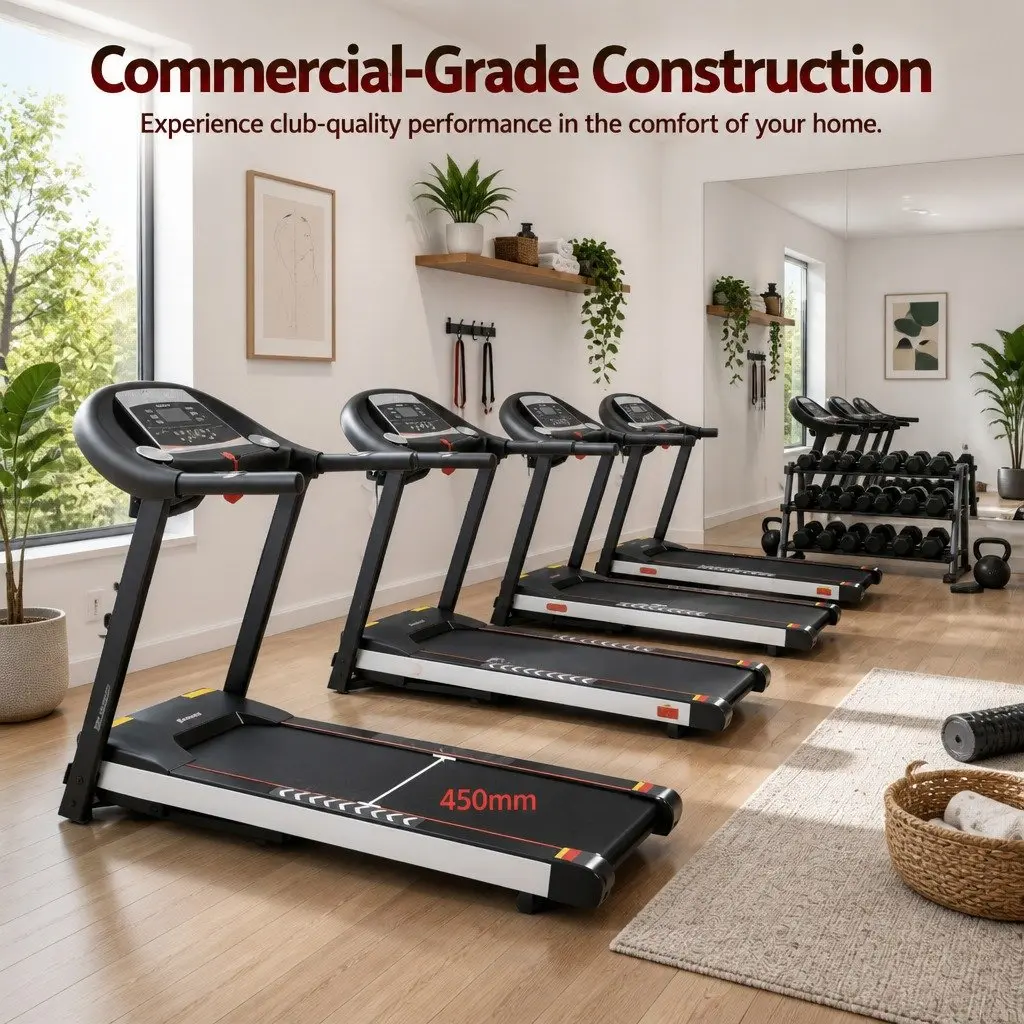 Electric Treadmill Steel 155cm Black and White