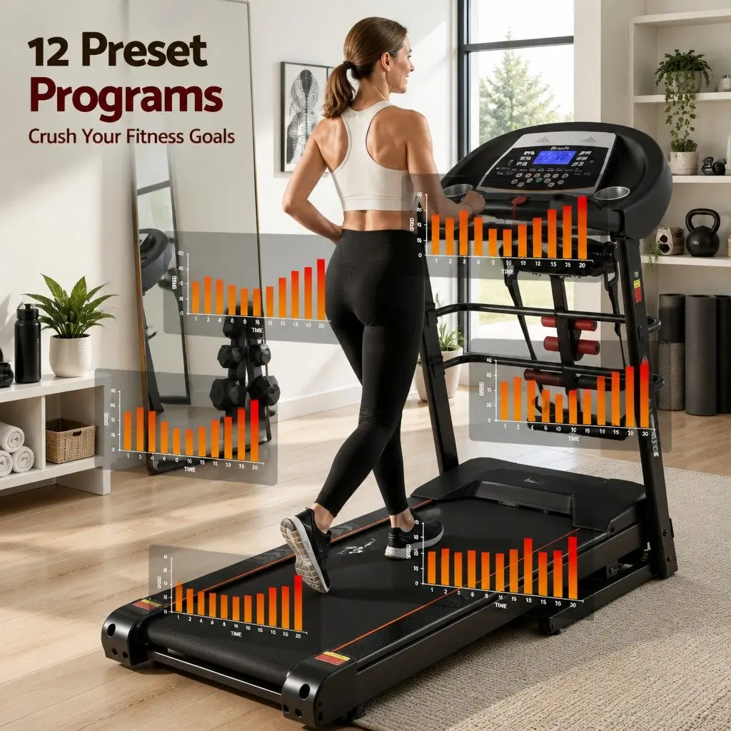 Electric Treadmill Steel 155cm Black and White