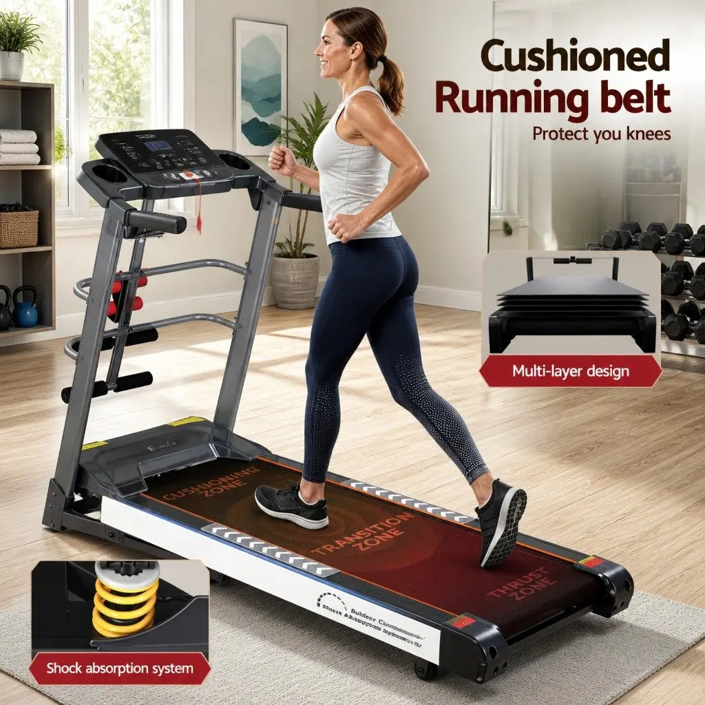 Electric Treadmill Steel 155cm Black and White