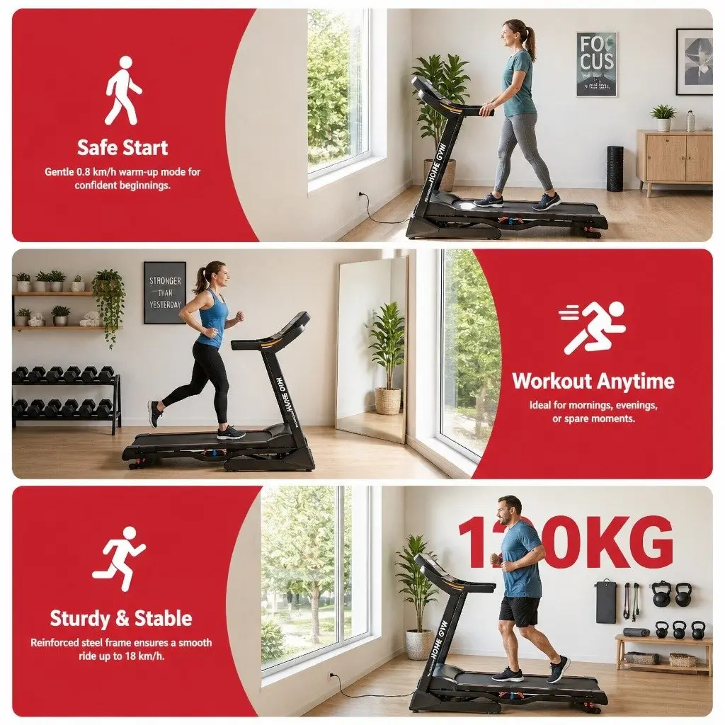Electric Treadmill with 18 Speed Options
