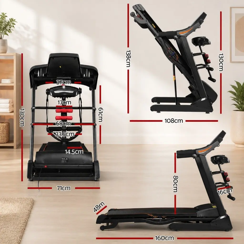 Electric Treadmill Steel 125cm x 48cm Black