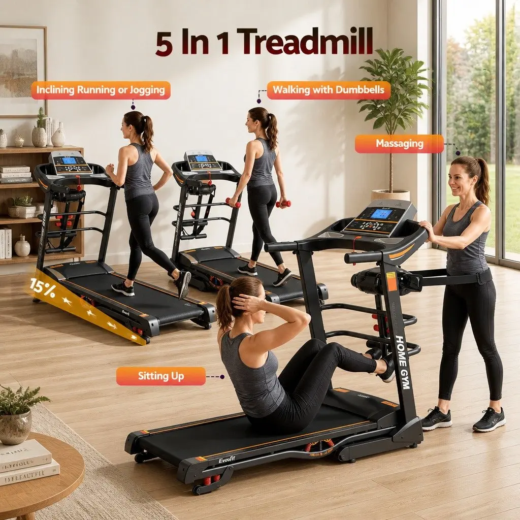 Electric Treadmill Steel 125cm x 48cm Black