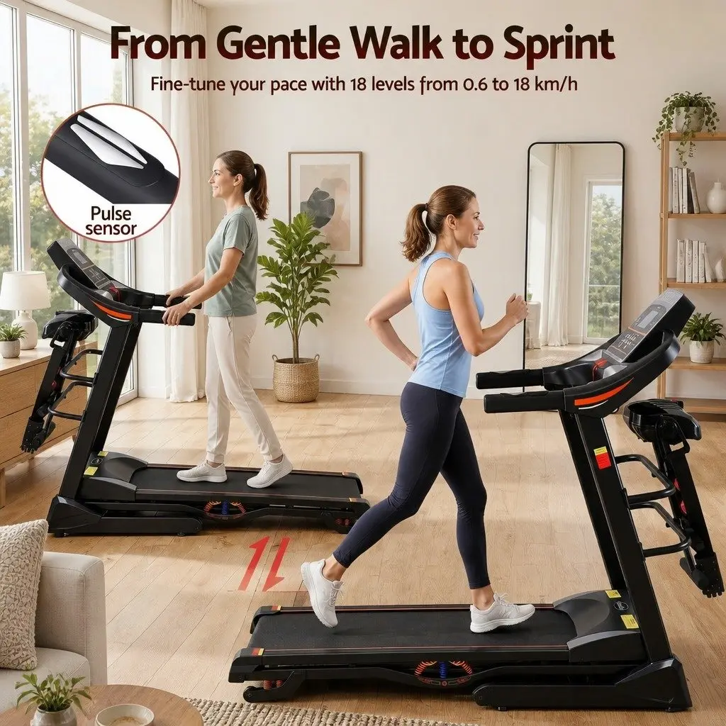 Electric Treadmill Steel 125cm x 48cm Black