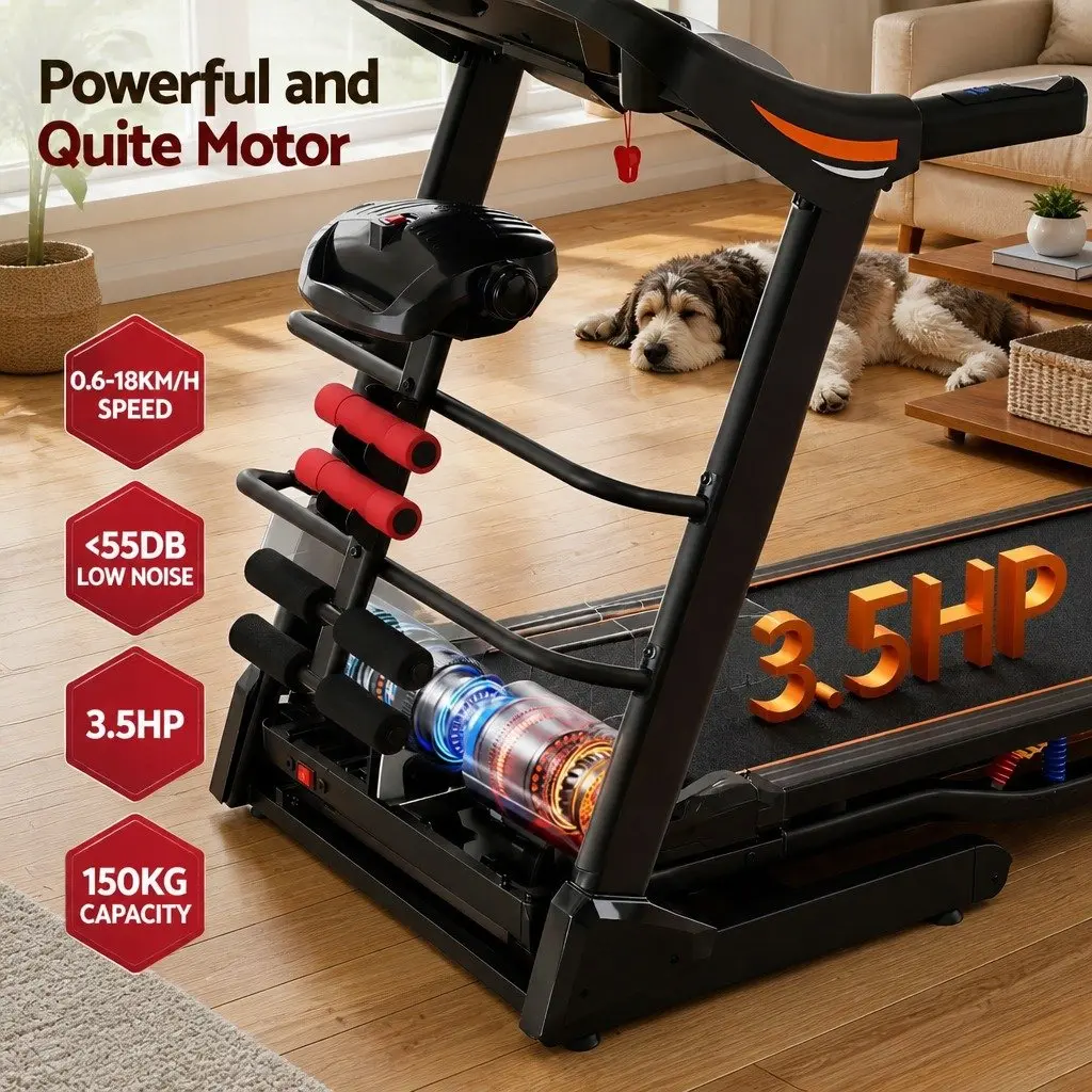 Electric Treadmill Steel 125cm x 48cm Black