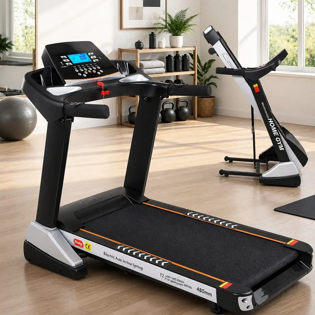 Electric Treadmill Steel 125cm x 48cm Black and White