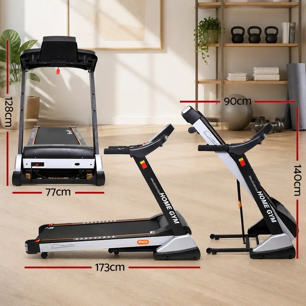 Electric Treadmill Steel 125cm x 48cm Black and White