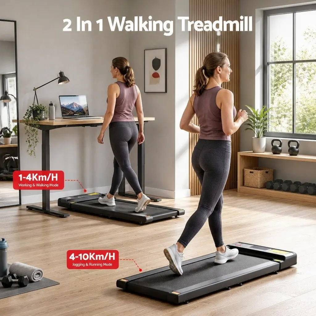 Under Desk Treadmill Electric Foldable Home Gym Fitness Black