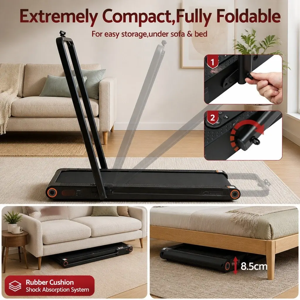 4-in-1 Foldable Walking Pad Treadmill in Black