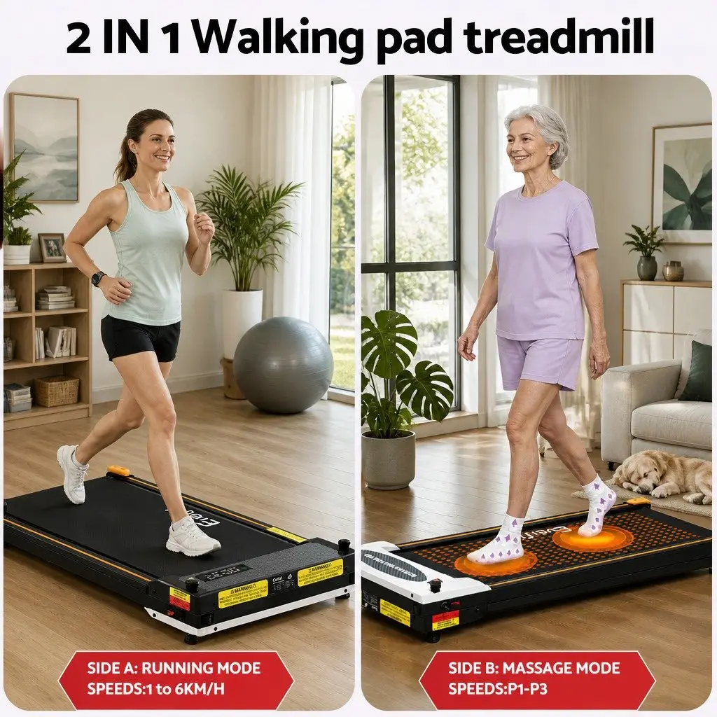 Treadmill Electric Double Sided 380mm Belt Black Foot Massage Home Fitness