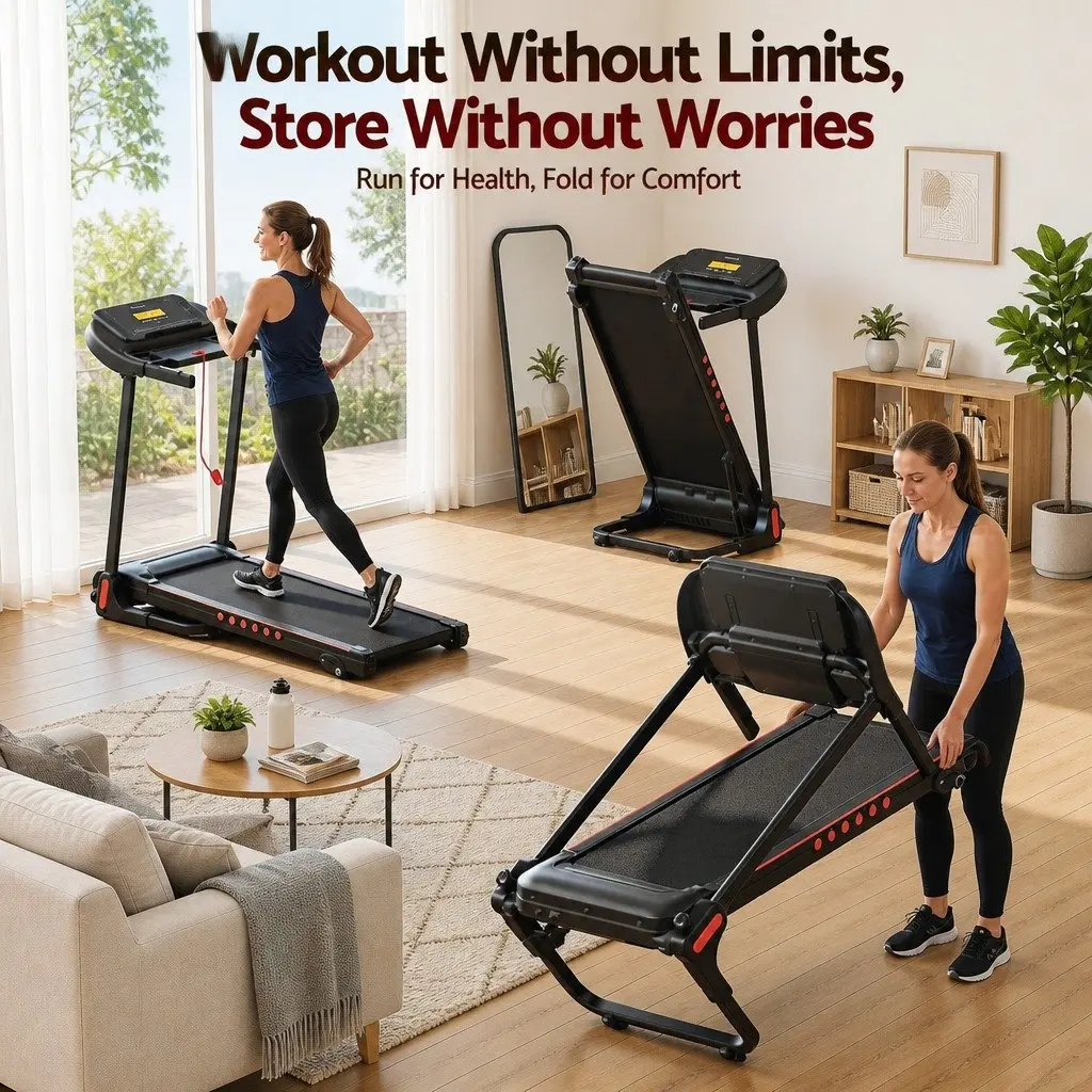 Electric Treadmill Foldable Steel 390mm Black