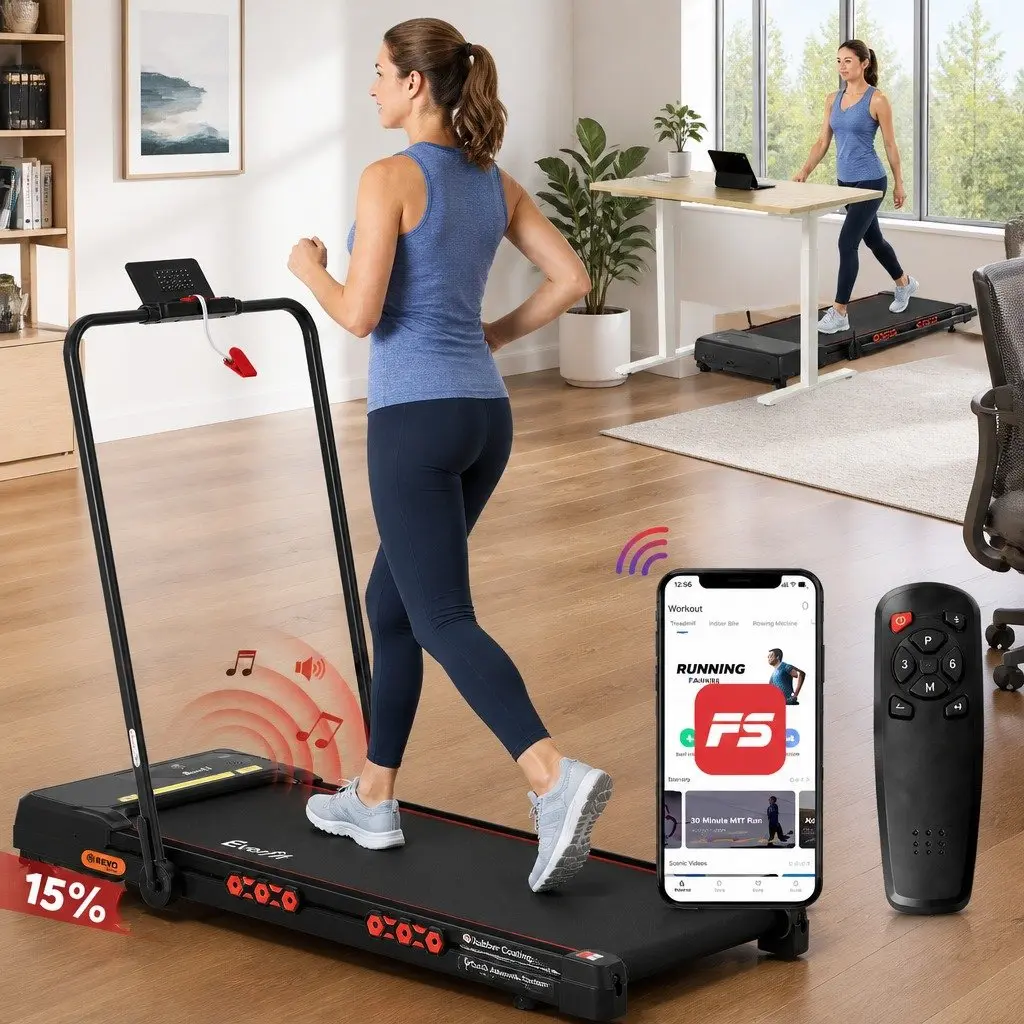 Electric Treadmill Auto Incline Foldable Black