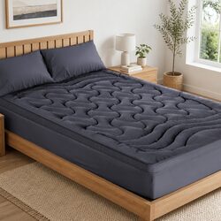 King Single 3-Zone Pillowtop Mattress Topper 1000GSM Charcoal