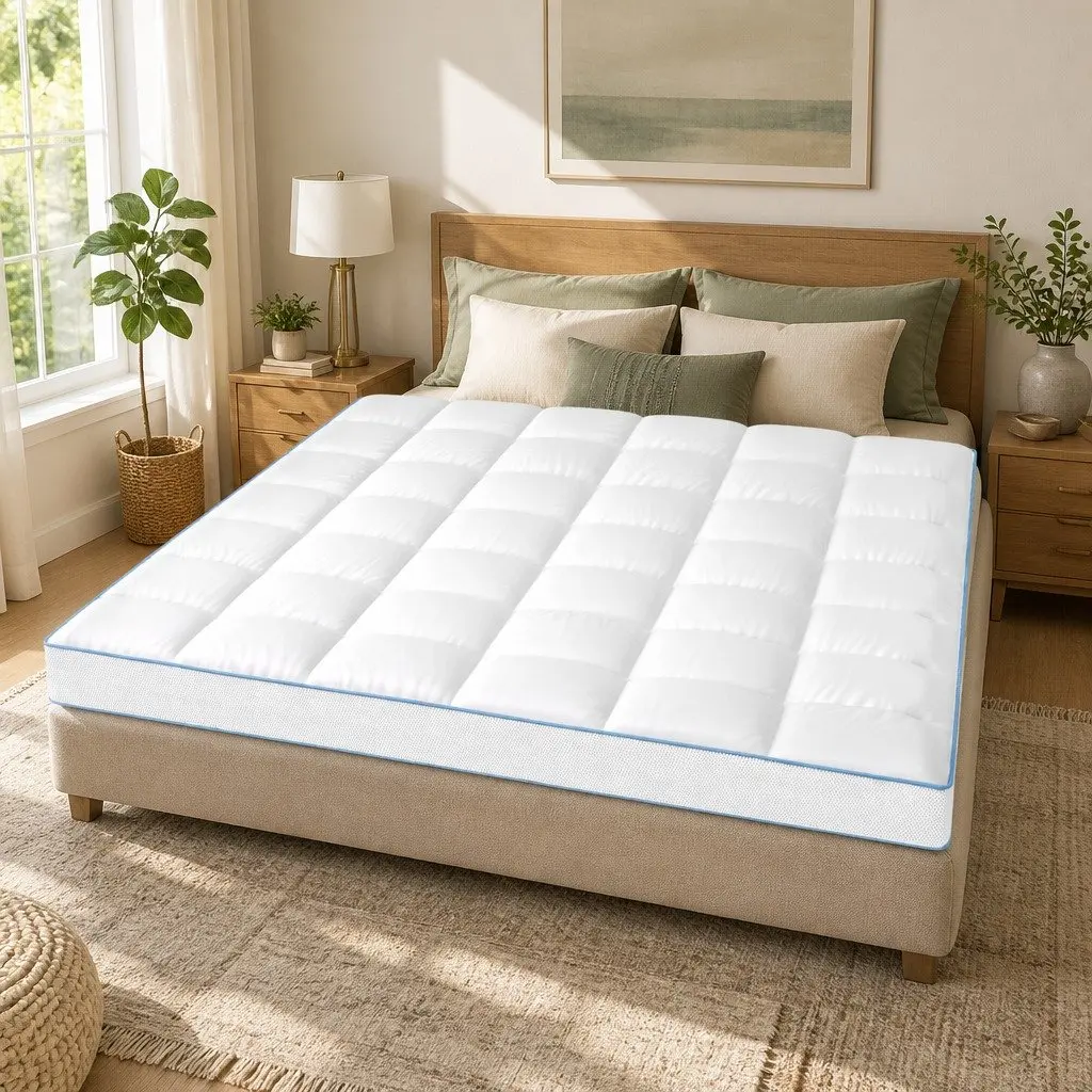 Cooling Bamboo Pillowtop Mattress Topper King 10cm