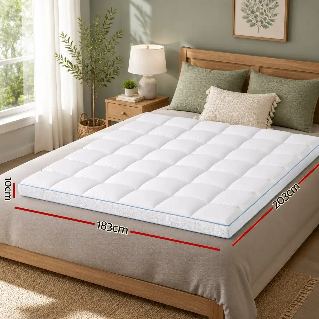 Cooling Bamboo Pillowtop Mattress Topper King 10cm