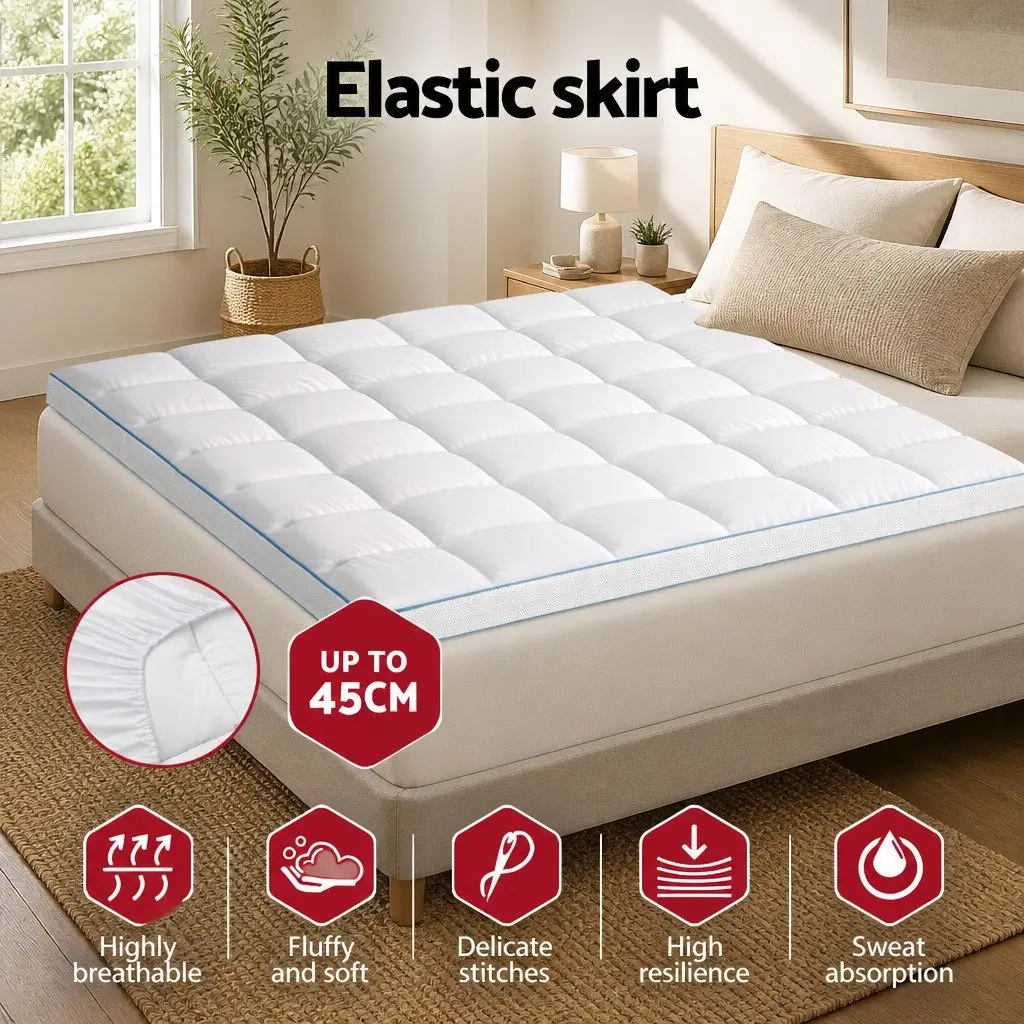 Cooling Bamboo Pillowtop Mattress Topper King 10cm