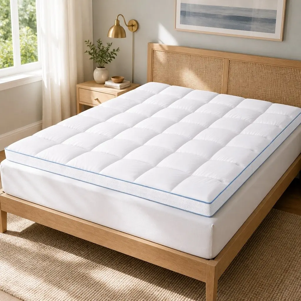 Cooling Bamboo Pillowtop Mattress Topper King 10cm