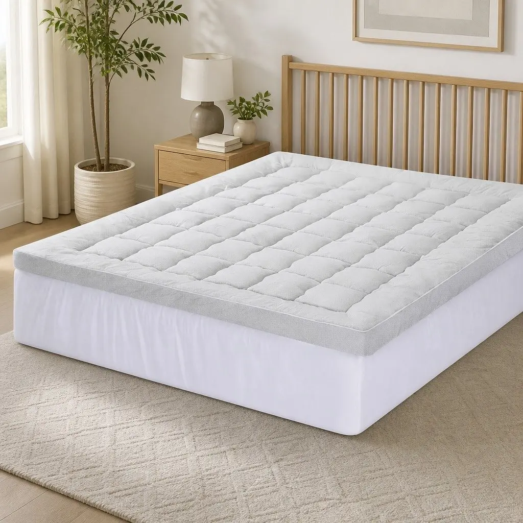 Mattress Topper Bamboo Blend 11cm Thick King Size White