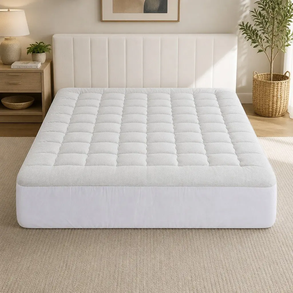 Mattress Topper Bamboo Blend 11cm Thick King Size White