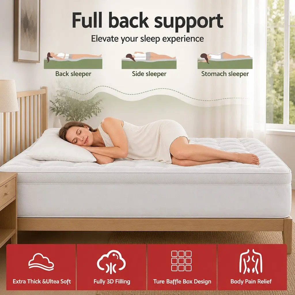 Mattress Topper Bamboo Blend 11cm Thick King Size White