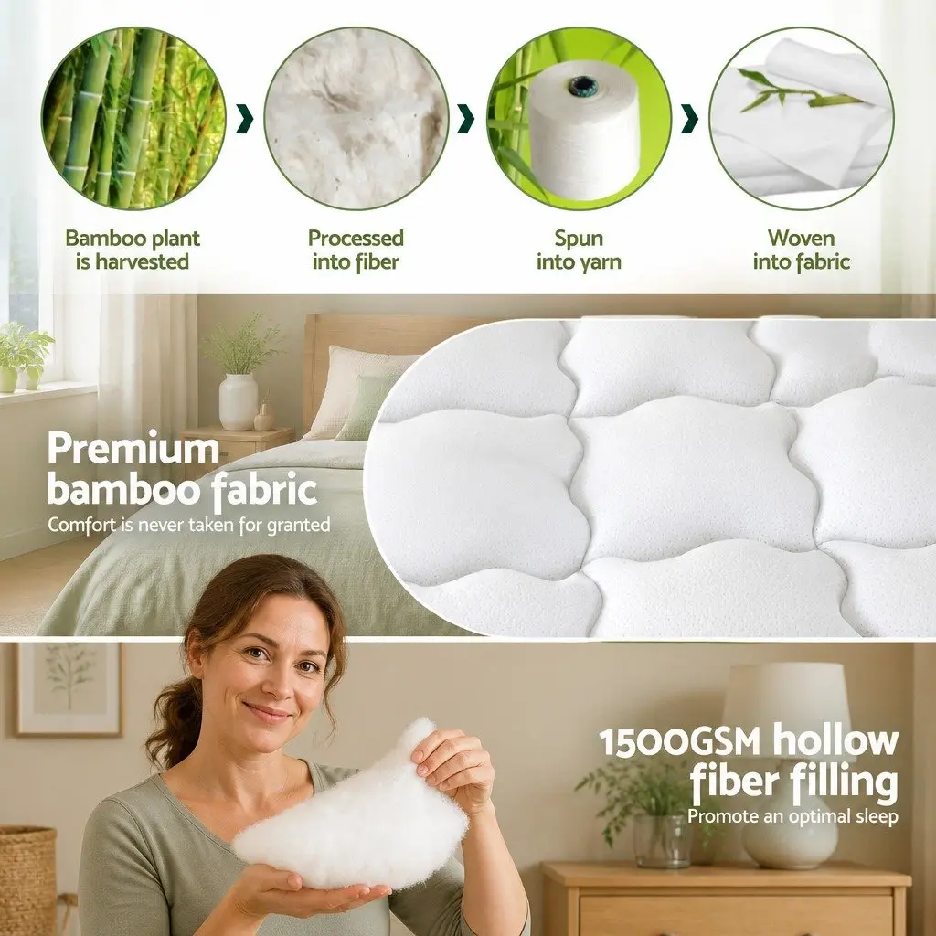 Mattress Topper Bamboo Blend 11cm Thick King Size White