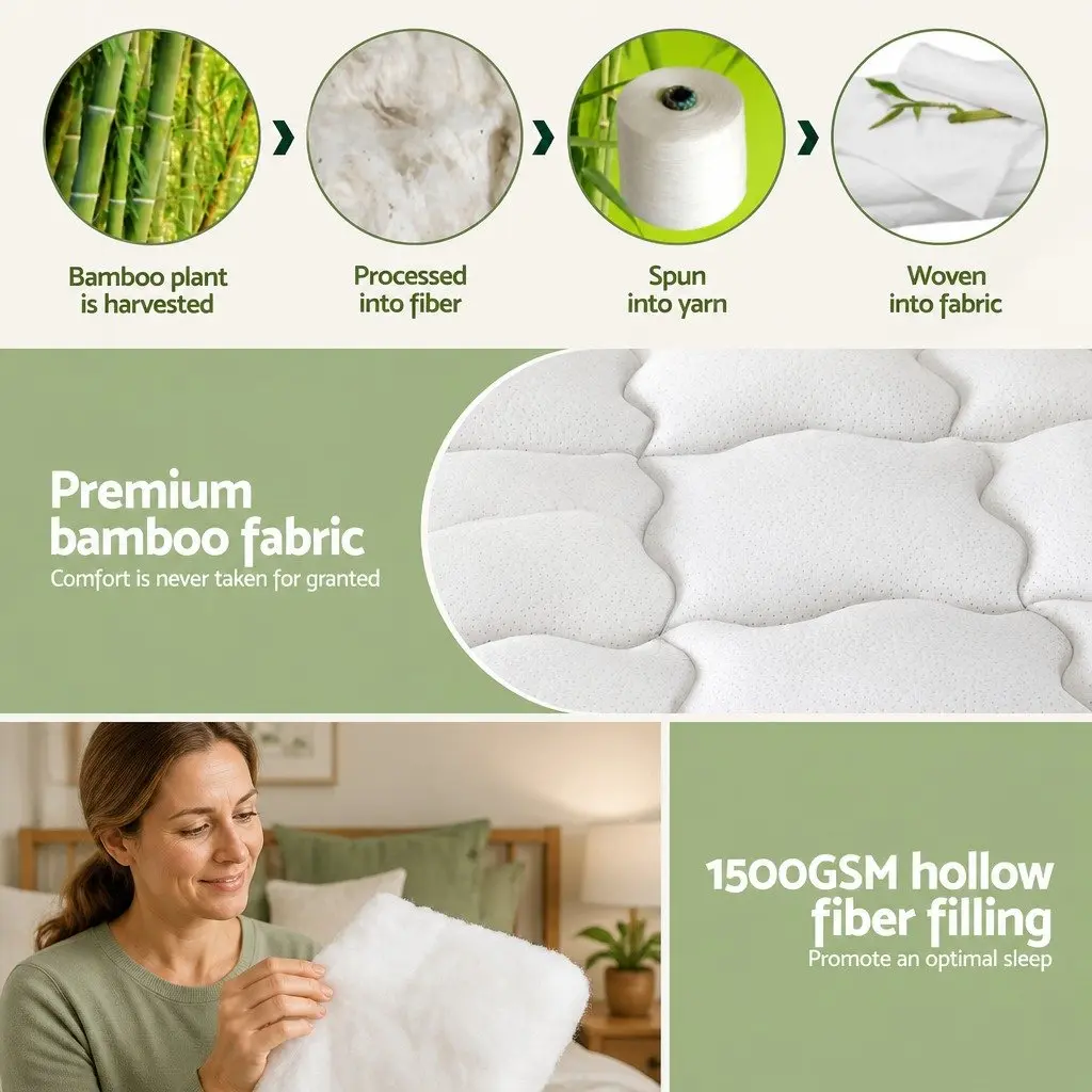 Mattress Topper 11cm Thick Bamboo Blend King Single Bed Cover White