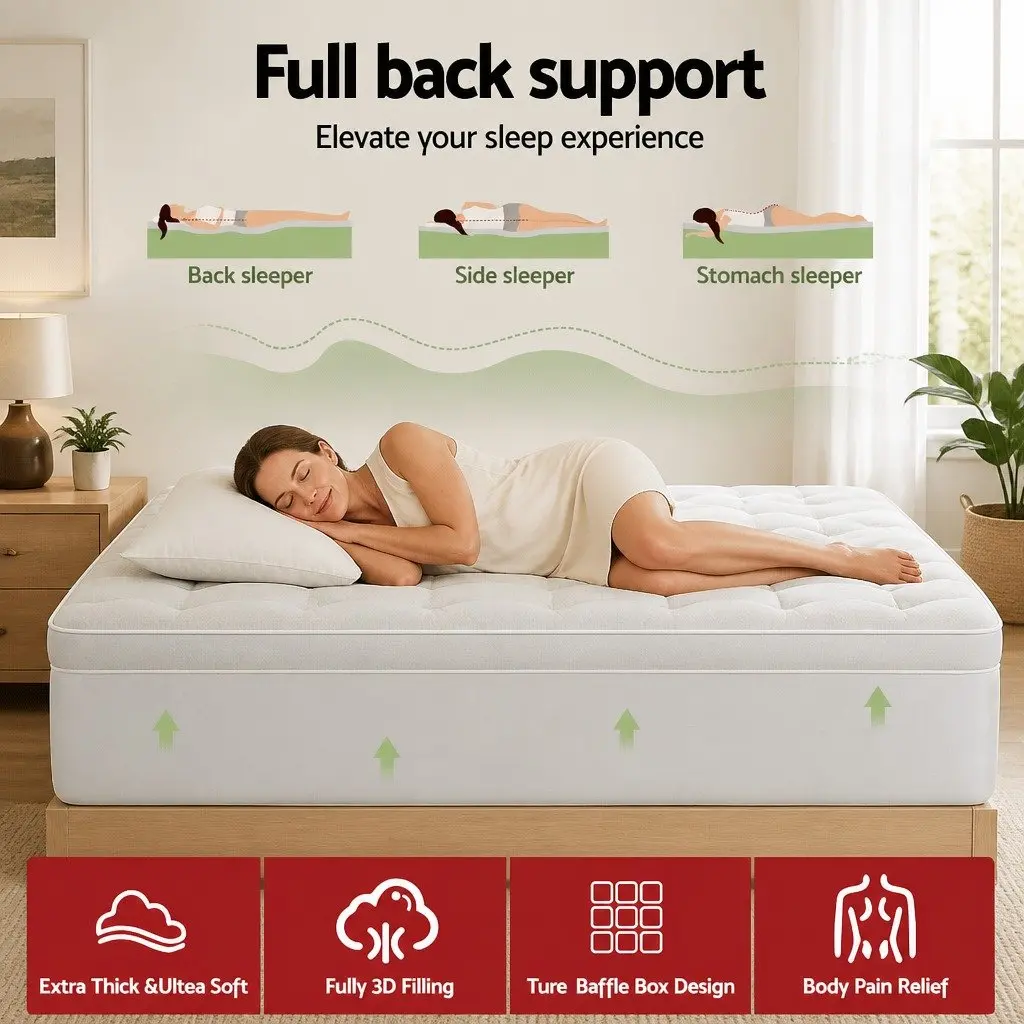 Mattress Topper Bamboo Cover Single Bed 11cm Thick White