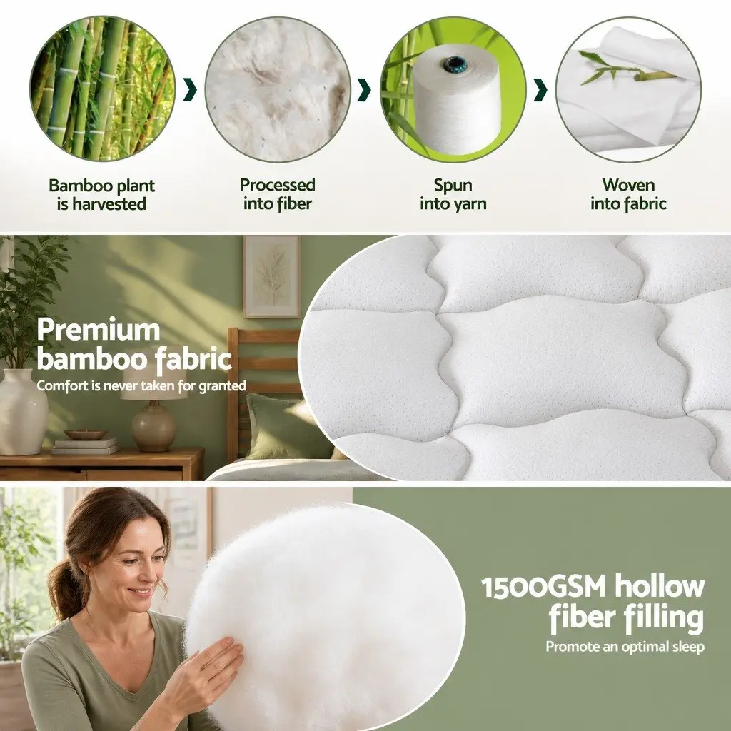 Mattress Topper Bamboo Cover Single Bed 11cm Thick White