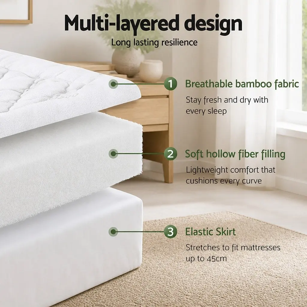 Pillowtop Mattress Topper 5cm for Single Beds