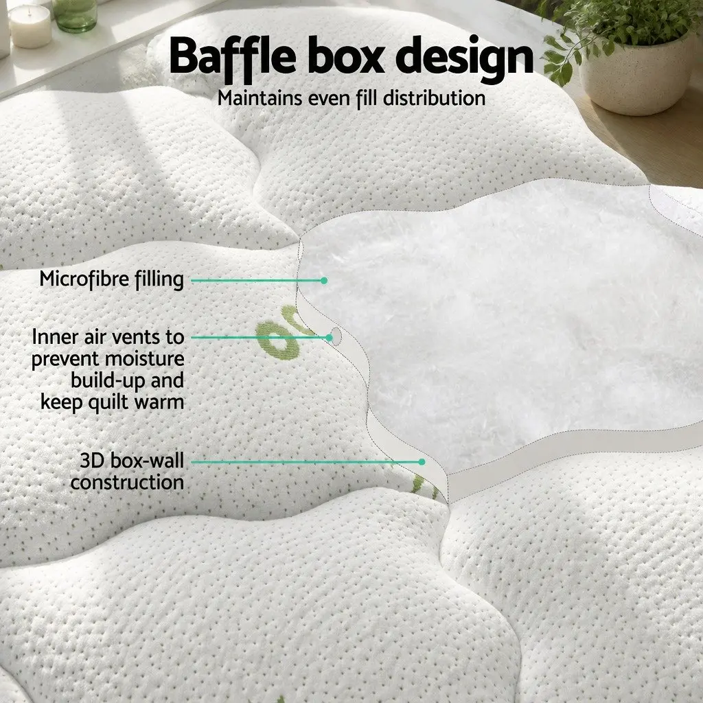 King Mattress Topper Microfibre 7.5cm Thick Bamboo Cover White