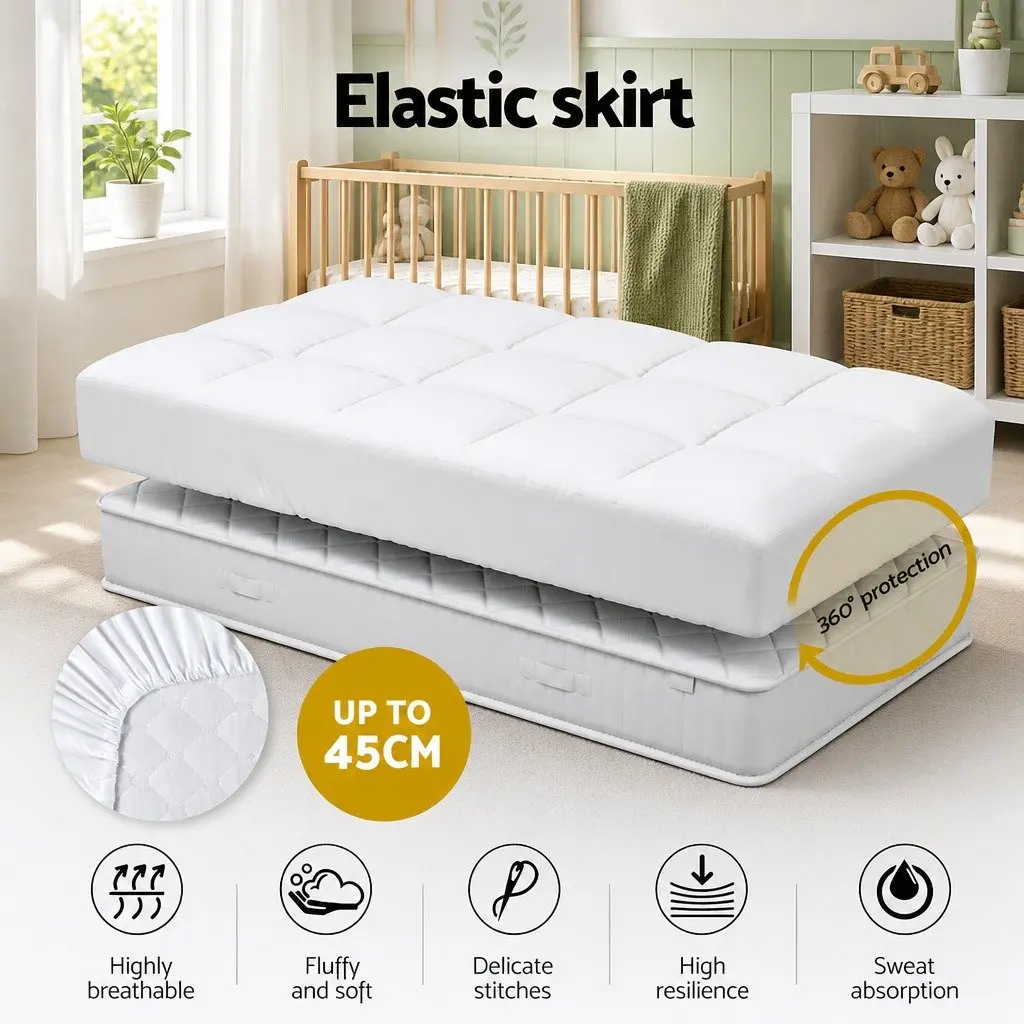 Baby Cot Mattress Topper Bamboo Fibre 4.5cm White
