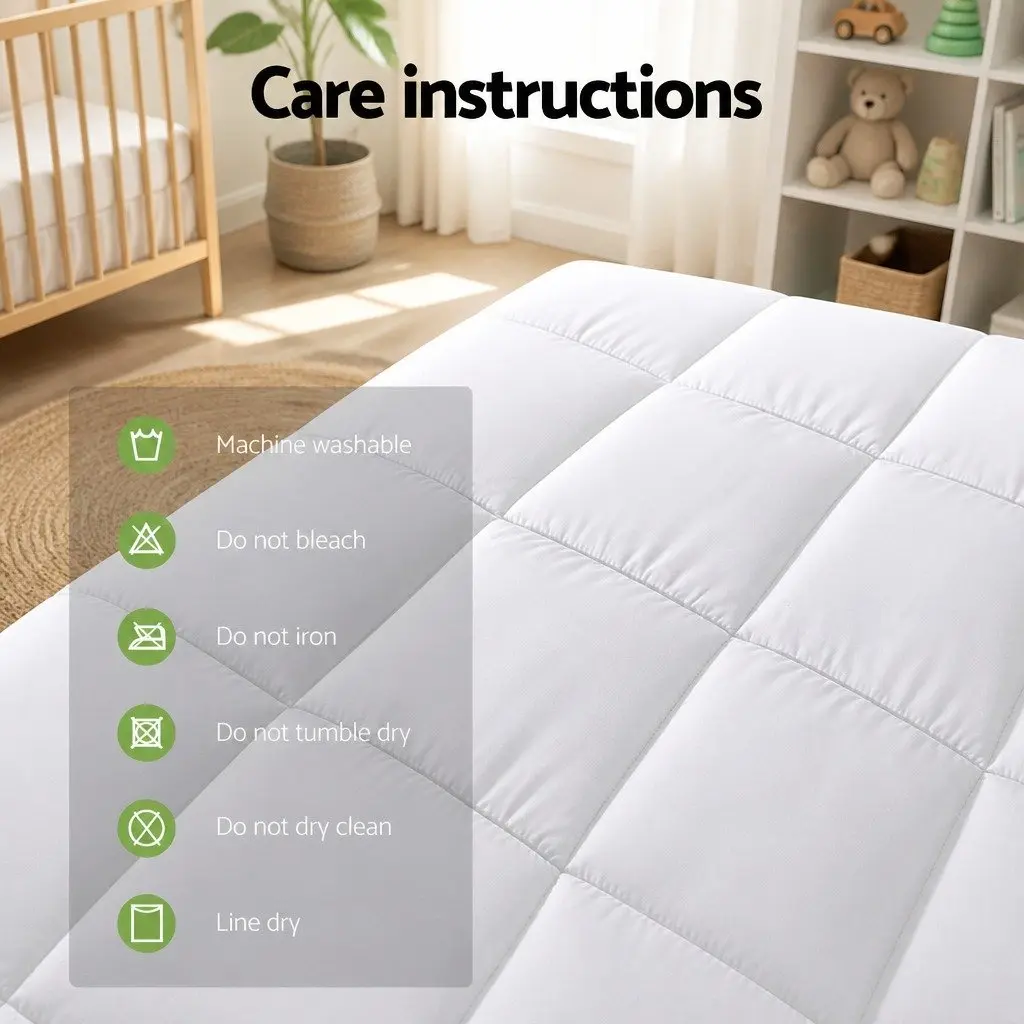 Baby Cot Mattress Topper Bamboo Fibre 4.5cm White