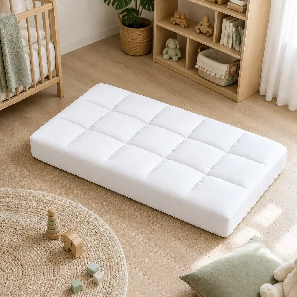 Baby Cot Mattress Topper Bamboo Fibre 4.5cm White