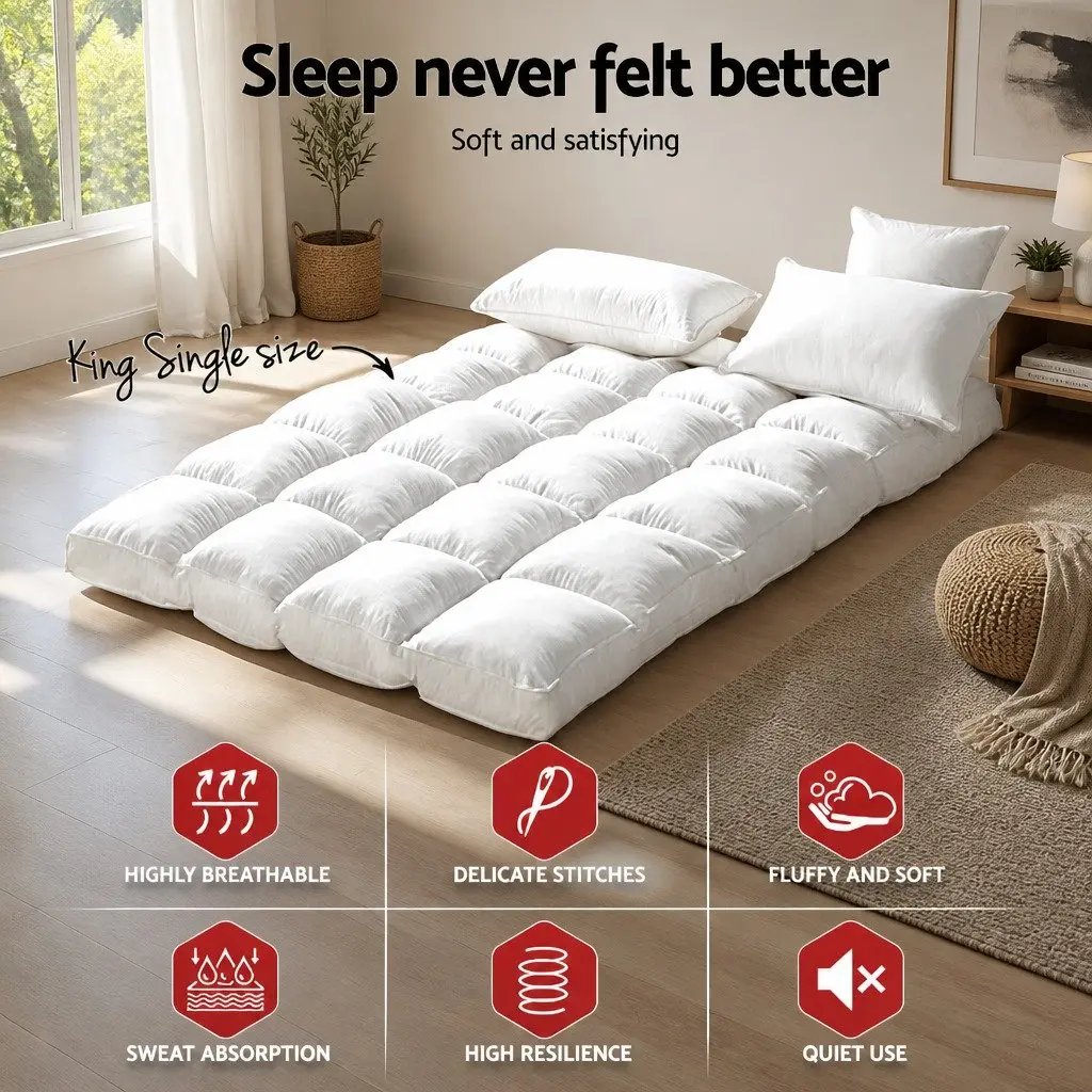 King Single Mattress Topper 5cm Bamboo Microfibre Pad Breathable Washable Deep