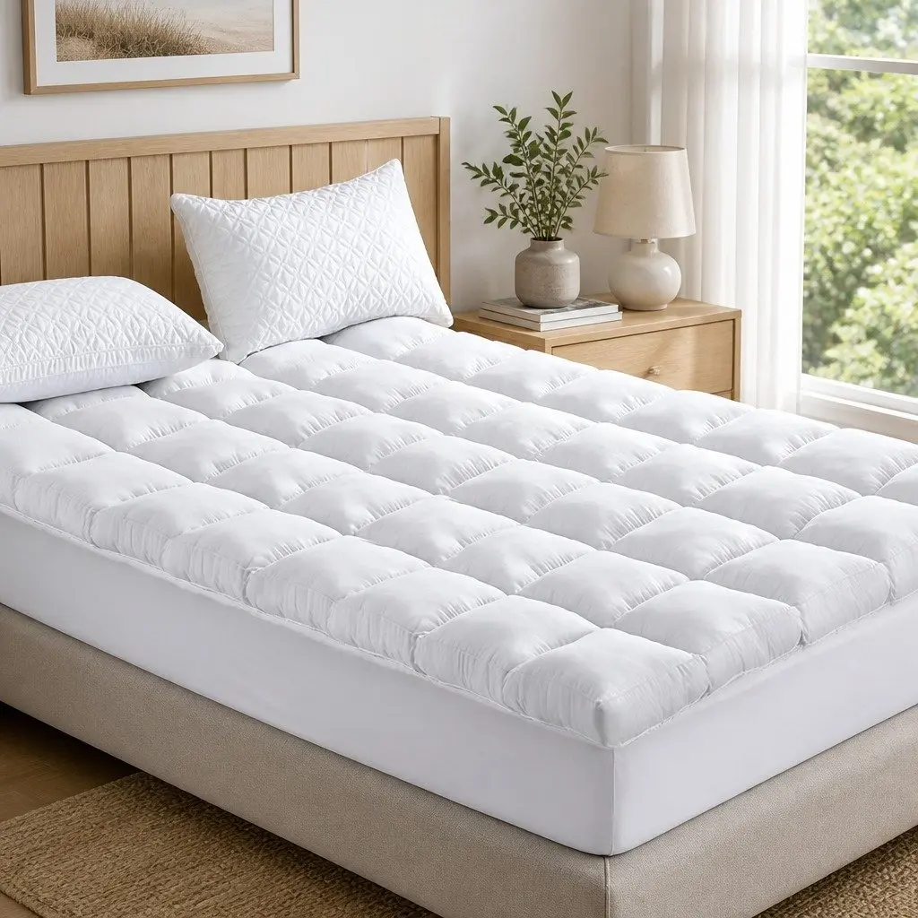 5cm Bamboo Pillowtop Queen Mattress Topper for Comfort